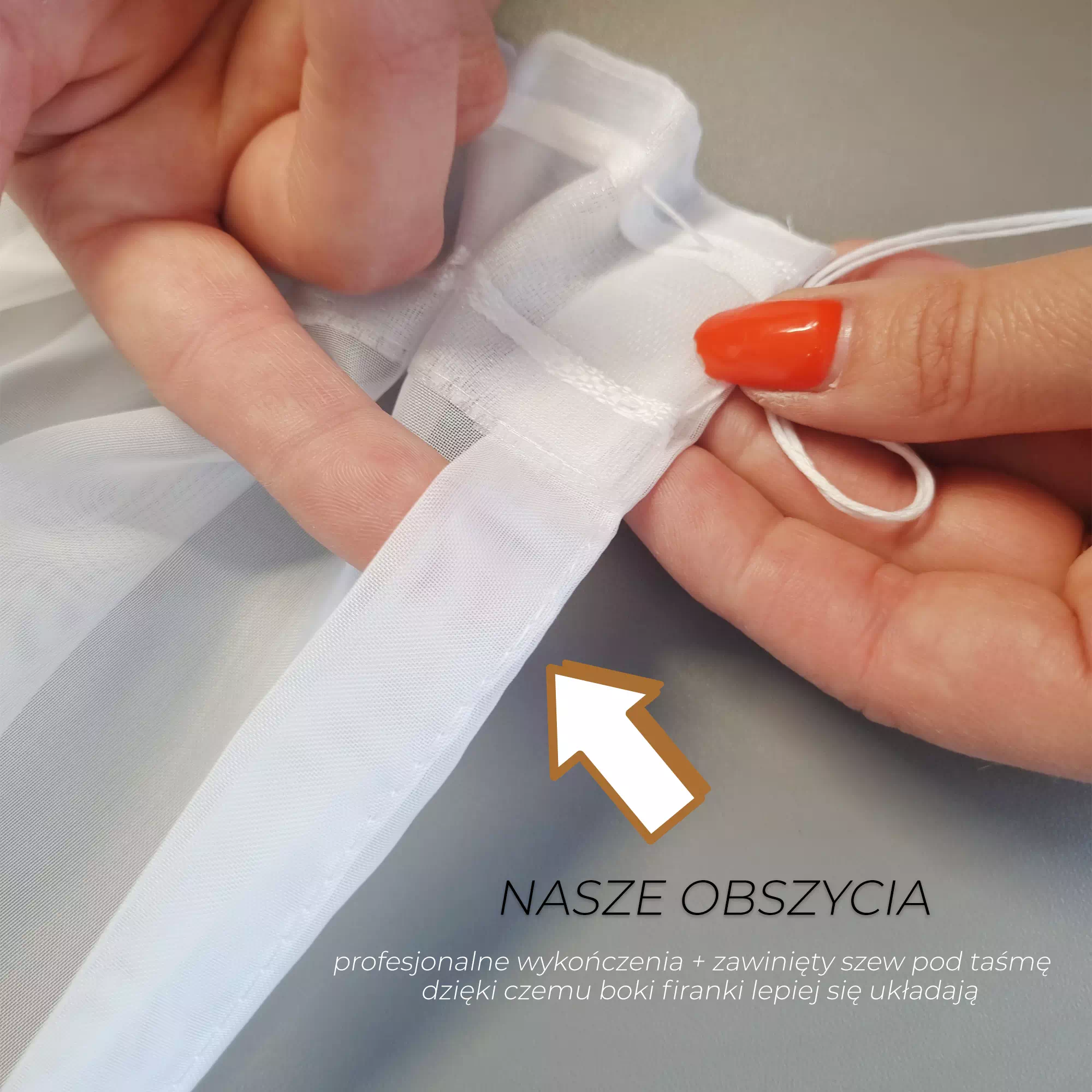 obszycie boków firanki radimar