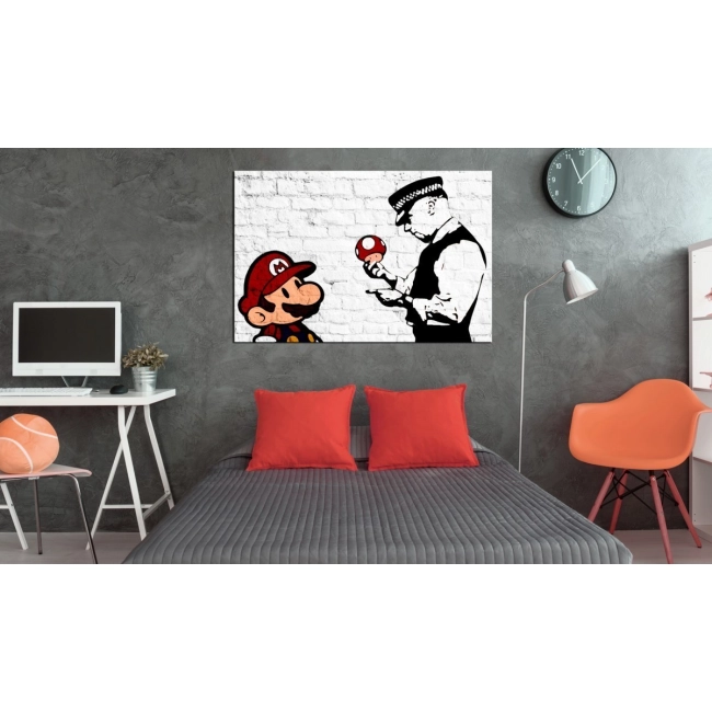 Obraz - Banksy na cegle OBRAZ NA PŁÓTNIE WŁOSKIM