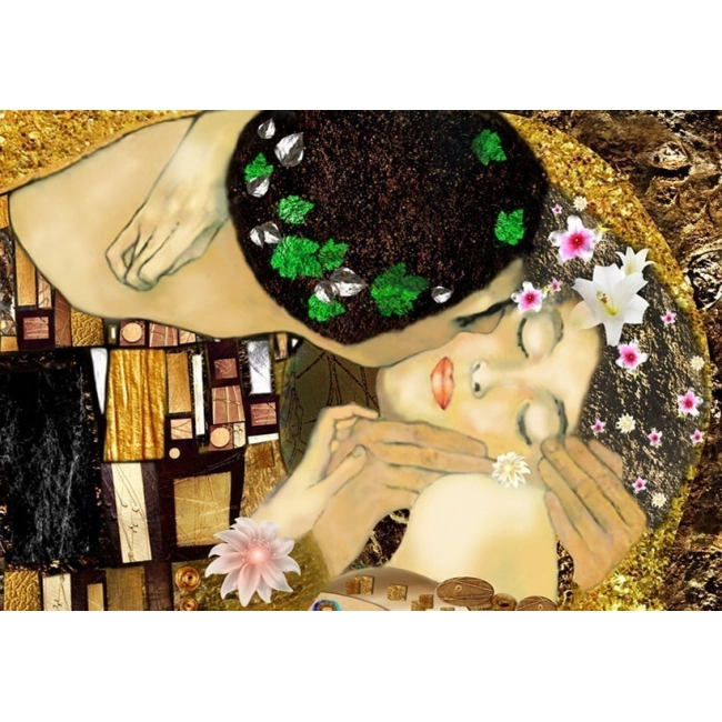 Obraz - Klimt inspiracje - Pocałunek OBRAZ NA PŁÓTNIE WŁOSKIM
