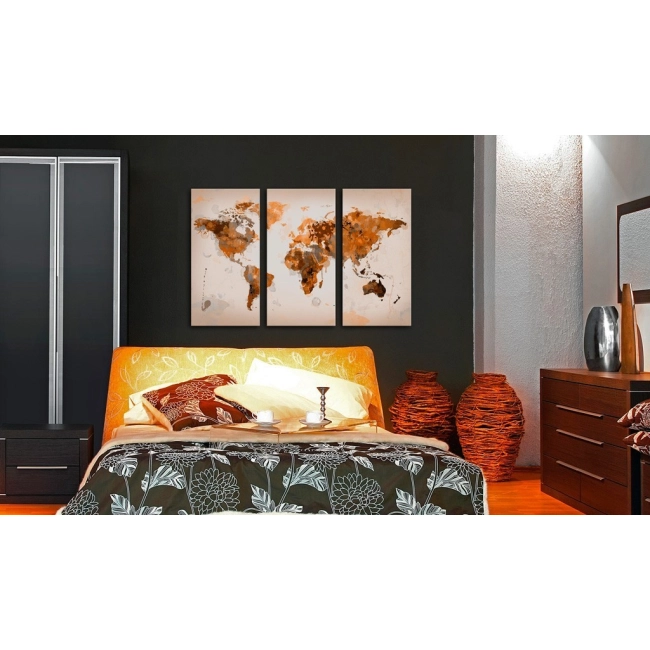 Obraz - Map of the World - Desert storm - triptych