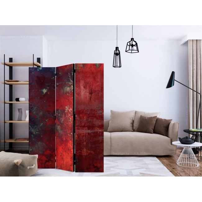 Parawan 3-częściowy - Czerwony beton [Room Dividers]