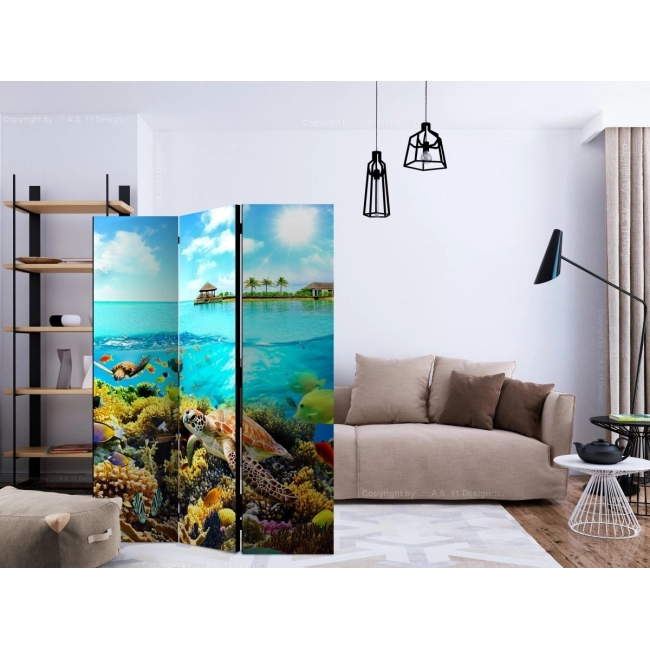 Parawan 3-częściowy - Rajskie Malediwy [Room Dividers]