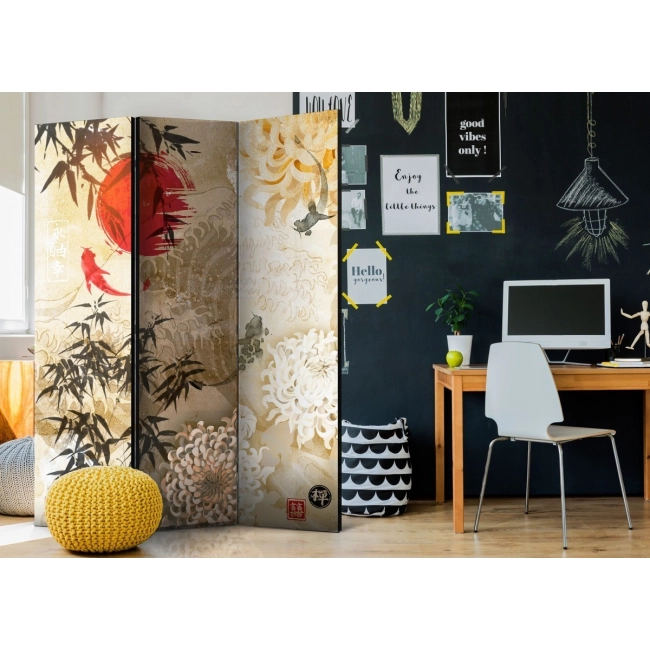Parawan 3-częściowy - Rybi taniec [Room Dividers]