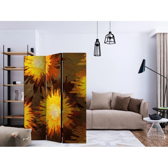 Parawan 3-częściowy - Taniec słoneczników [Room Dividers]