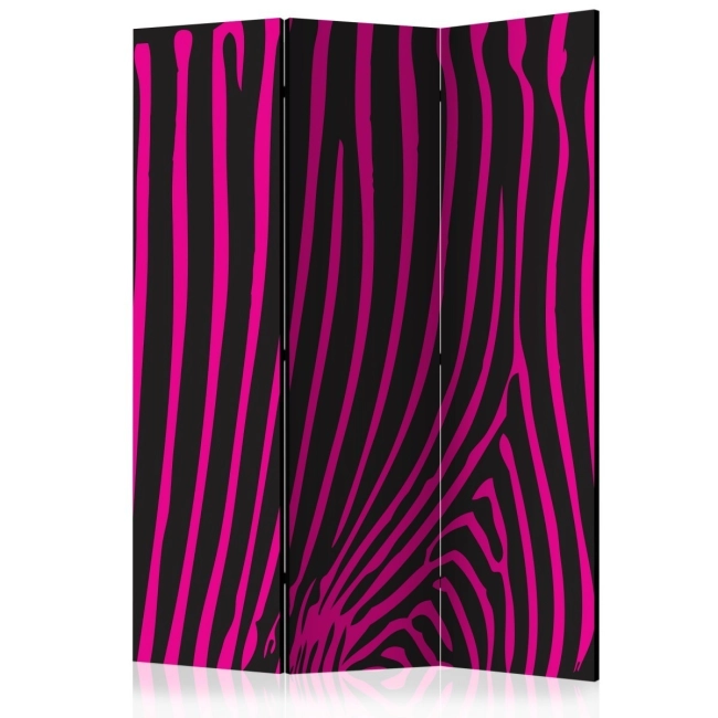 Parawan 3-częściowy - Zebra pattern (fioletowy) [Room Dividers]