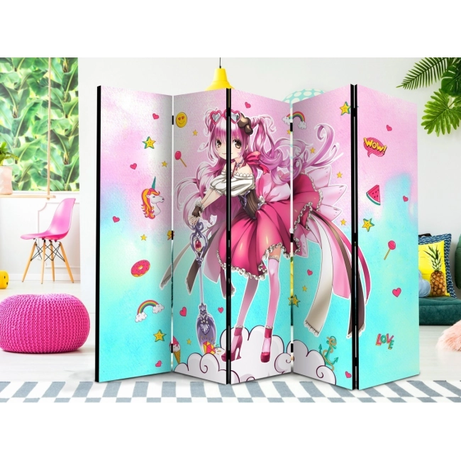 Parawan 5-częściowy - Czarodziejka Miko II [Room Dividers]