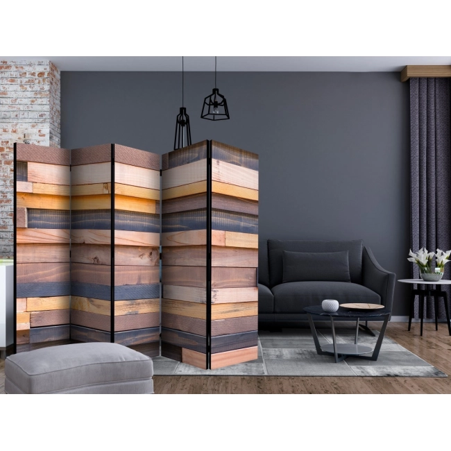 Parawan 5-częściowy - Drewniany zamek II [Room Dividers]