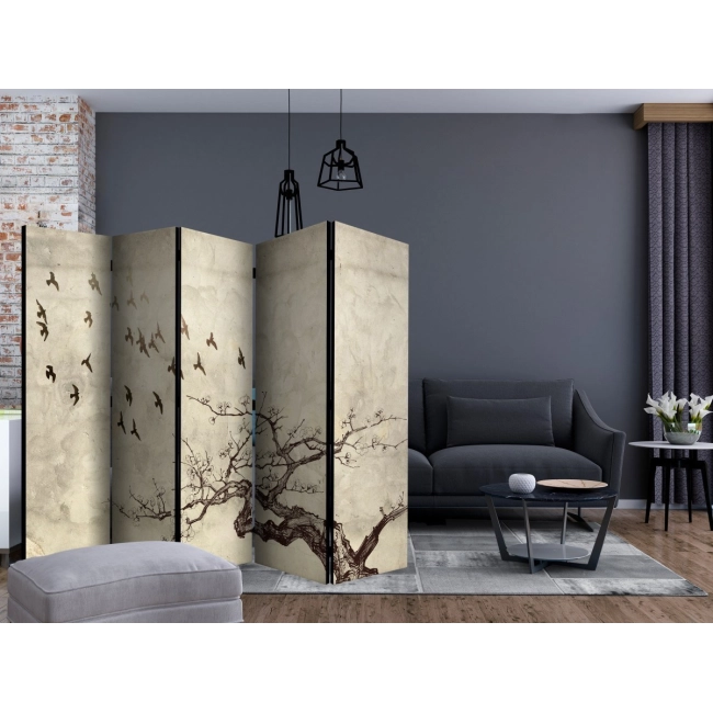 Parawan 5-częściowy - Flock of birds II [Room Dividers]