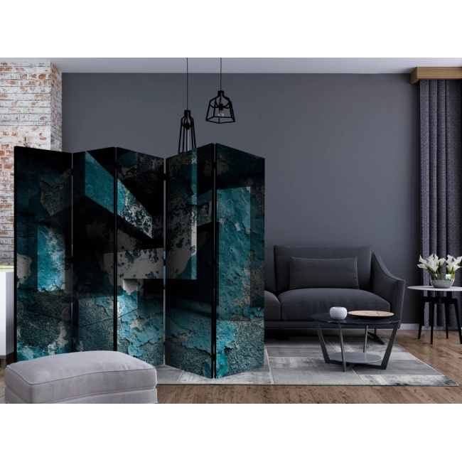 Parawan 5-częściowy - Lazurowa geometria II [Room Dividers]