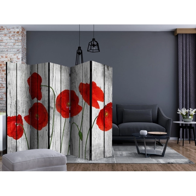 Parawan 5-częściowy - Opowieść czerwonych maków II [Room Dividers]