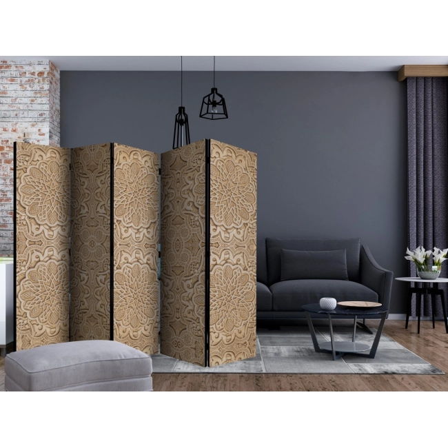 Parawan 5-częściowy - Piaskowy ornament II [Room Dividers]