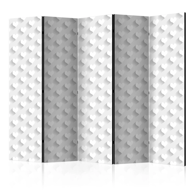 Parawan 5-częściowy - Szare serduszka [Room Dividers]