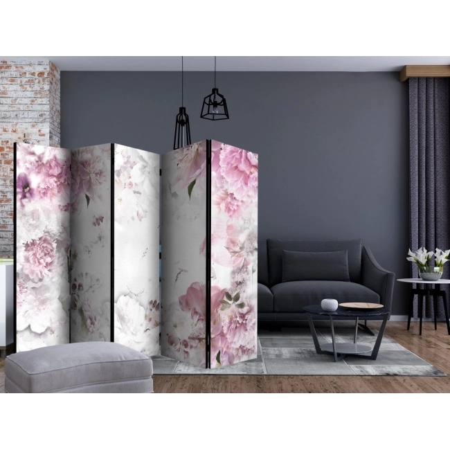 Parawan 5-częściowy - Tańczące piwonie II [Room Dividers]