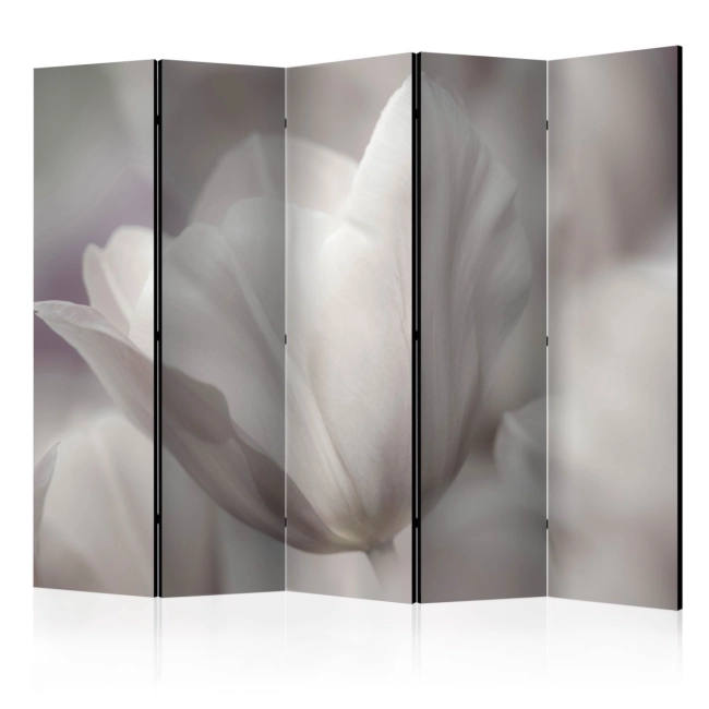 Parawan 5-częściowy - Tulip - black and white photo II [Room Dividers]