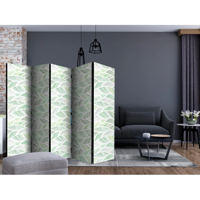 Parawan 5-częściowy - Zielone fale [Room Dividers]