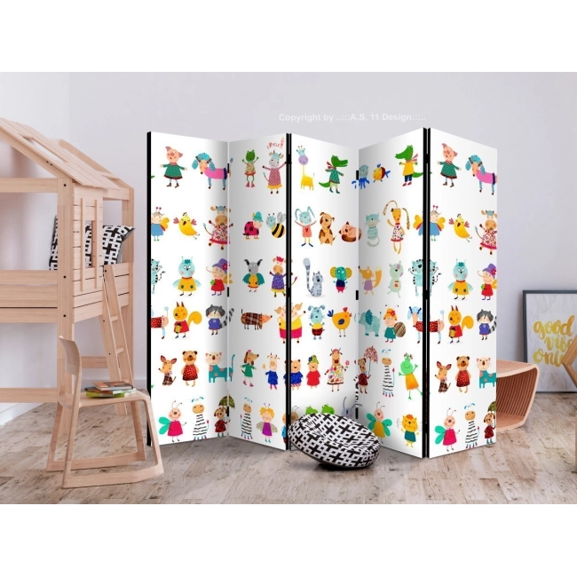 Parawan 5-częściowy - Zwierzątka z kreskówek II [Room Dividers]