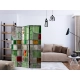 Parawan 3-częściowy - Szmaragdowy witraż [Room Dividers]