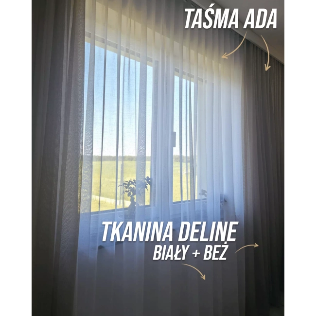 Firana do salonu, sypialni - DELINE ze strukturą - na wymiar