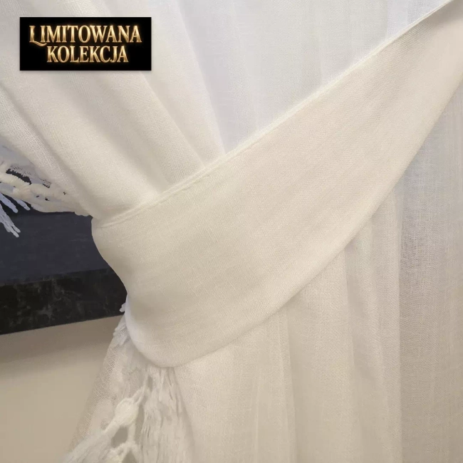 Firana zakładana INEZ 400x260 z koronką i frędzlami - limitowana kolekcja