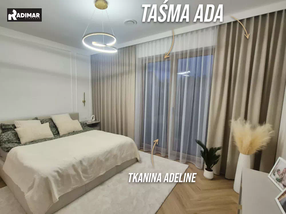 Bestsellerowa firana gładka Adeline uszyta na wymiar na taśmie ADA Radimar