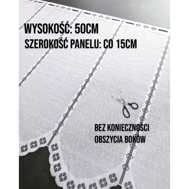 Zazdrostka na okno żakardowa panelowa GABI na patyczek - możliwy komplet 50cm i 70cm - bez obszywania