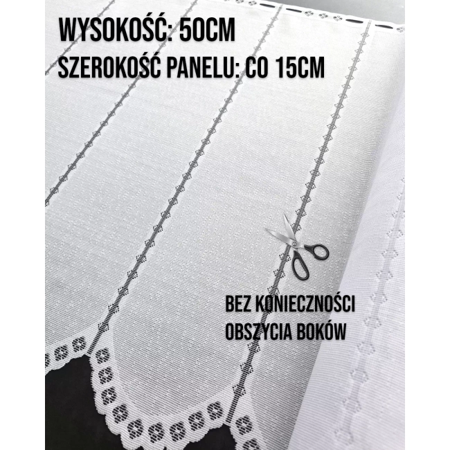 Zazdrostka na okno żakardowa panelowa GABI na patyczek - możliwy komplet 50cm i 70cm - bez obszywania